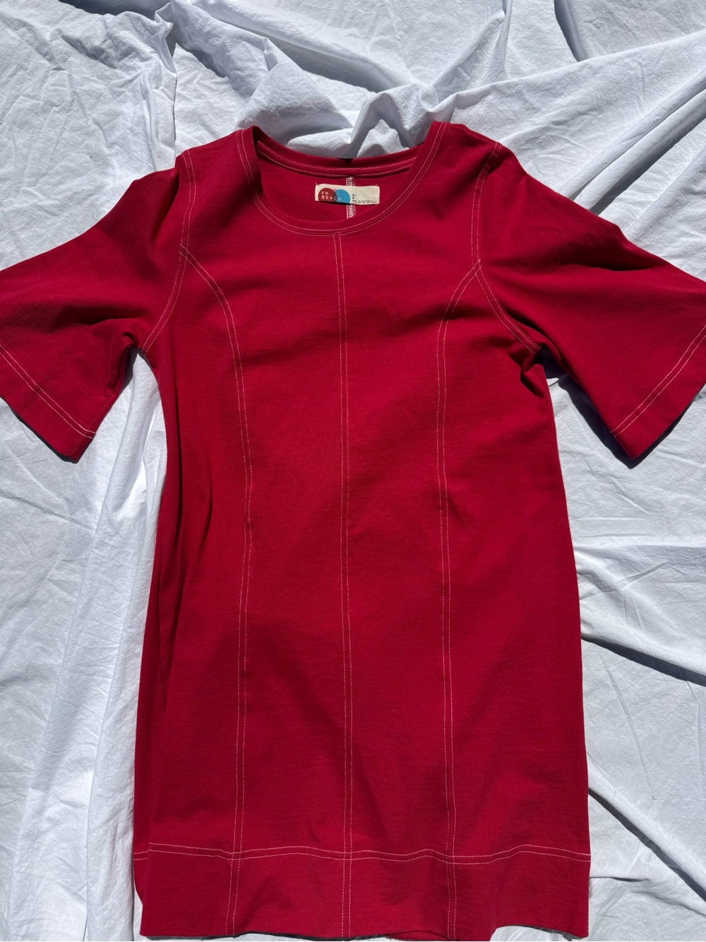 Free People FP Beach Strada Mini Dress Red Contrast Stitch M